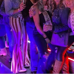 Alter'd State Brown and White Striped pants